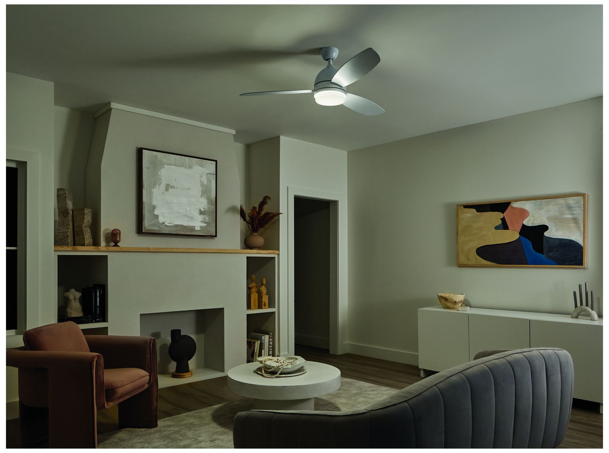 Image 5 52" Kichler Vassar White Modern LED Ceiling Fan with Wall Control more views