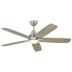 52" Lowden Brushed Steel and Light Gray Oak LED Ceiling Fan