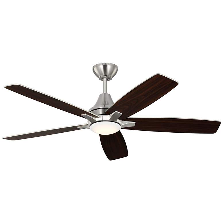 Image 1 52" Lowden Brushed Steel LED Ceiling Fan with Walnut Blades
