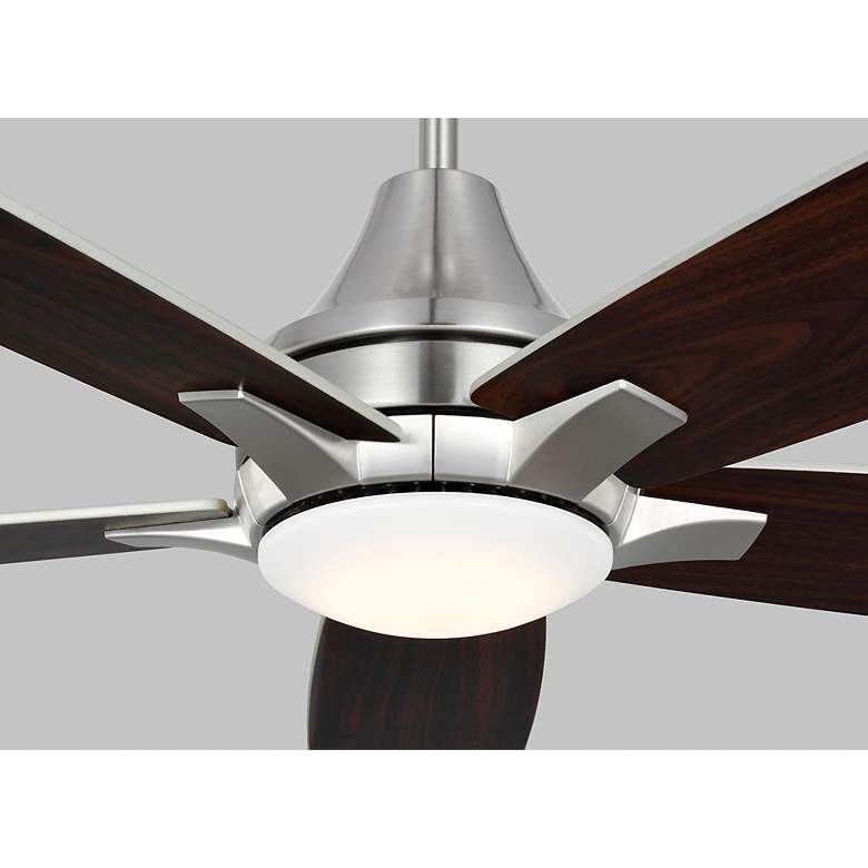 Image 4 52" Lowden Brushed Steel LED Ceiling Fan with Walnut Blades more views