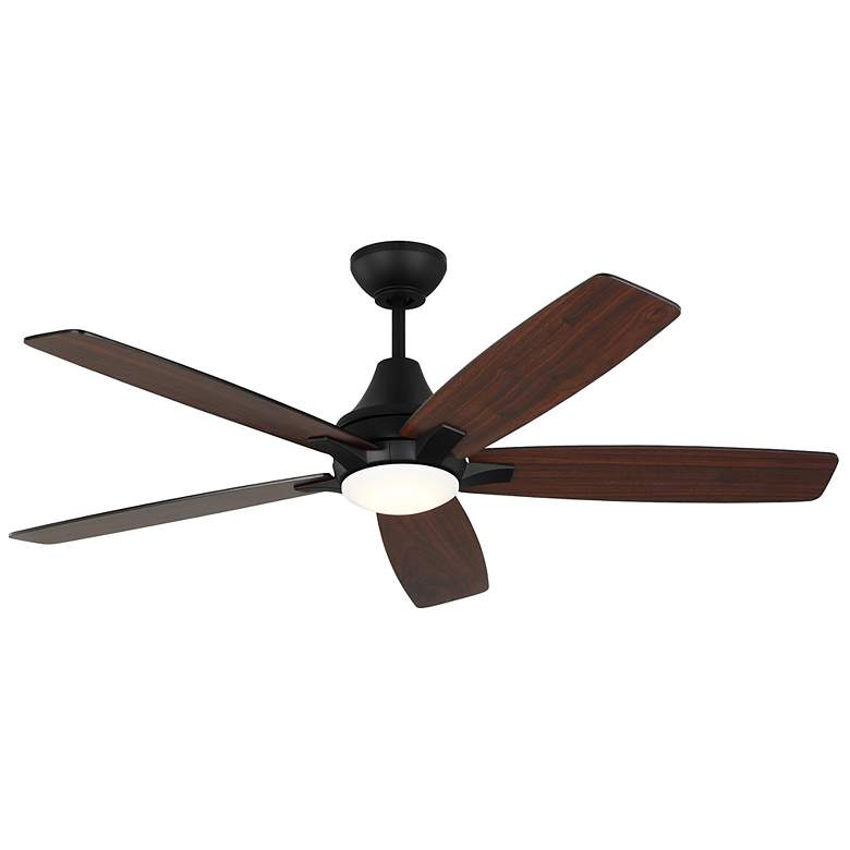 Image 1 52" Lowden Midnight Black LED Ceiling Fan w/ Walnut Blades