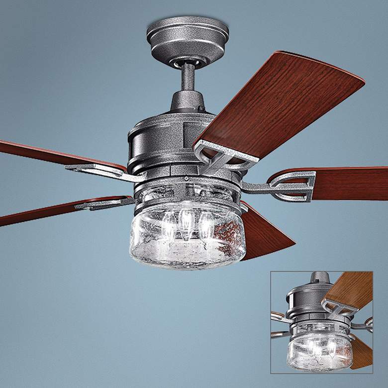 Image 1 52 inch Lyndon Patio Weathered Steel Outdoor Ceiling Fan