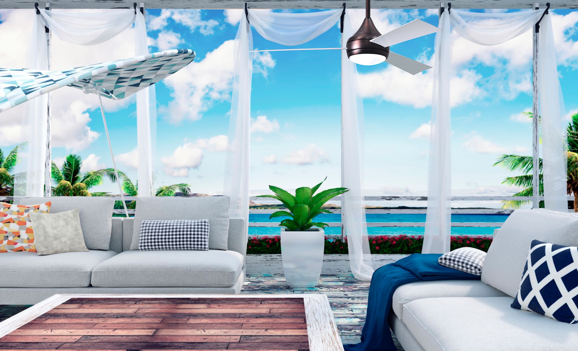 52" Matthews Donaire Brushed Bronze LED Light 3-Blade Ceiling Fan