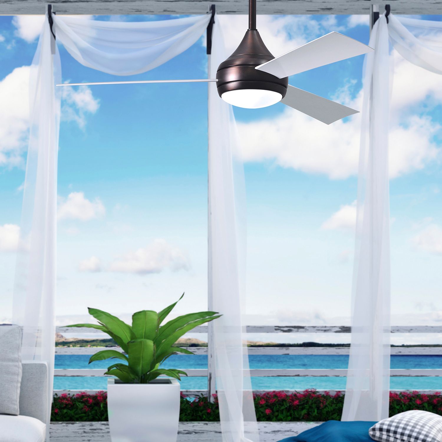 52" Matthews Donaire Brushed Bronze LED Light 3-Blade Ceiling Fan