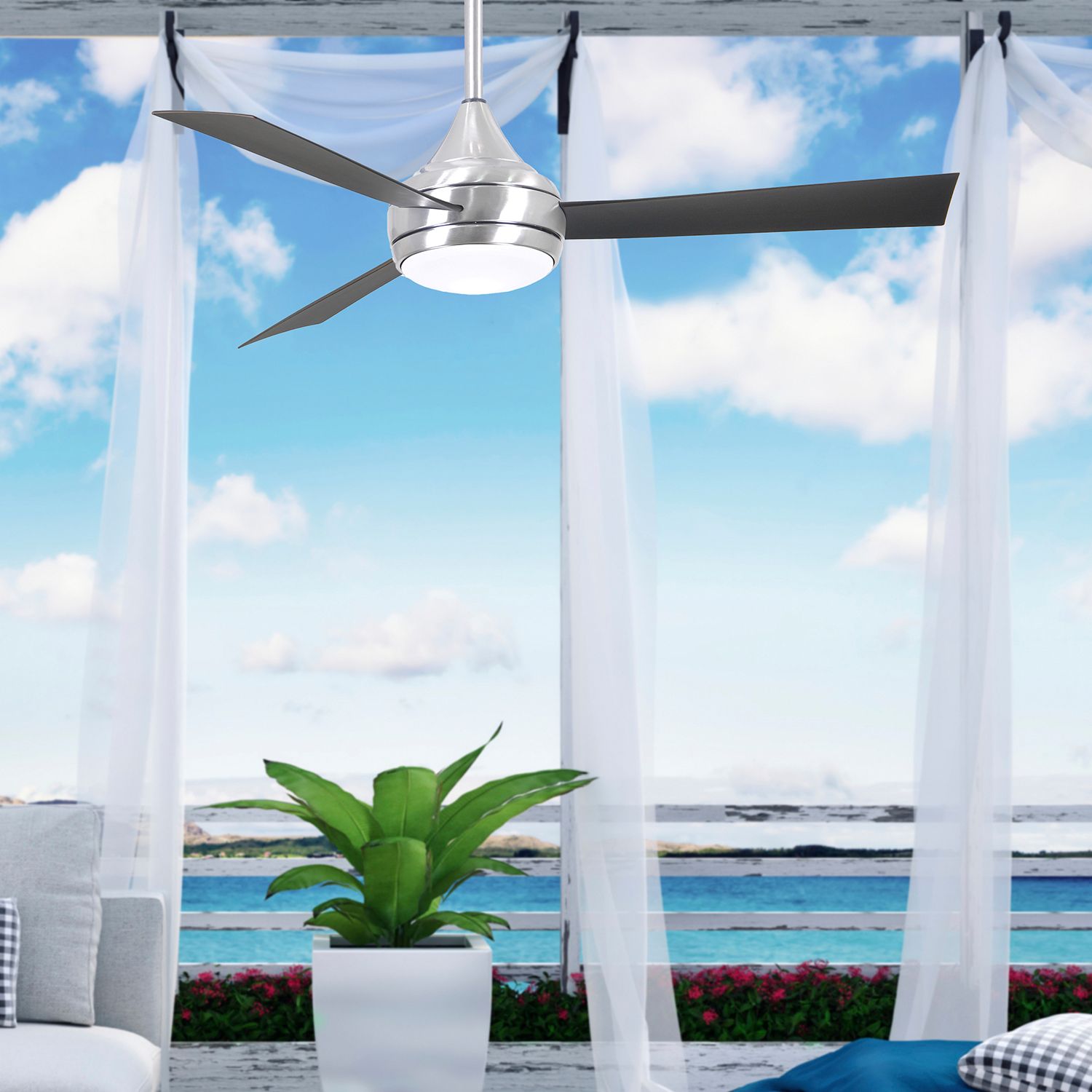 52" Matthews Donaire Brushed Nickel LED Light Ceiling Fan