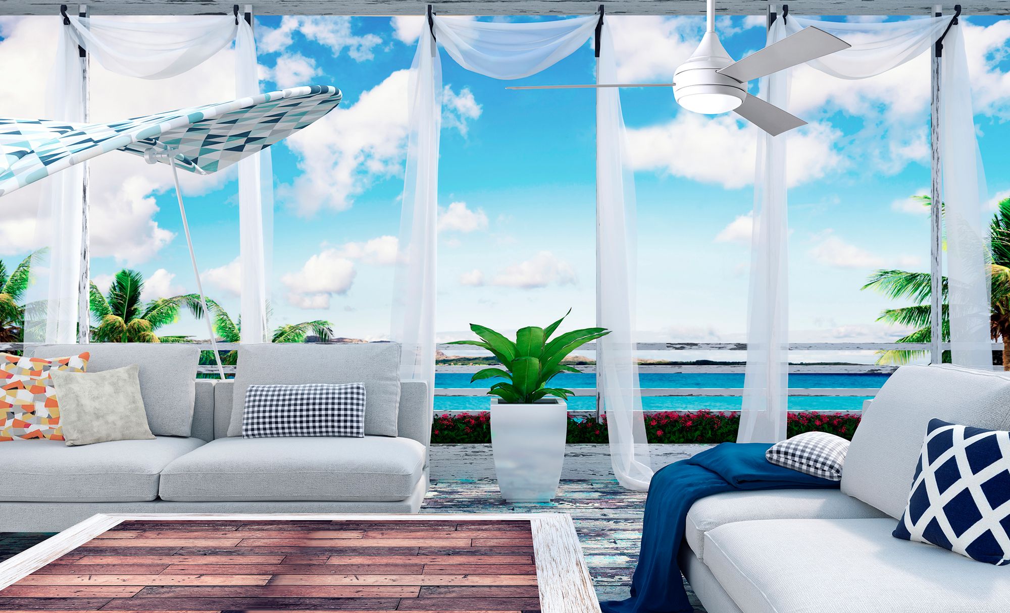 52" Matthews Donaire Gloss White LED Ceiling Fan