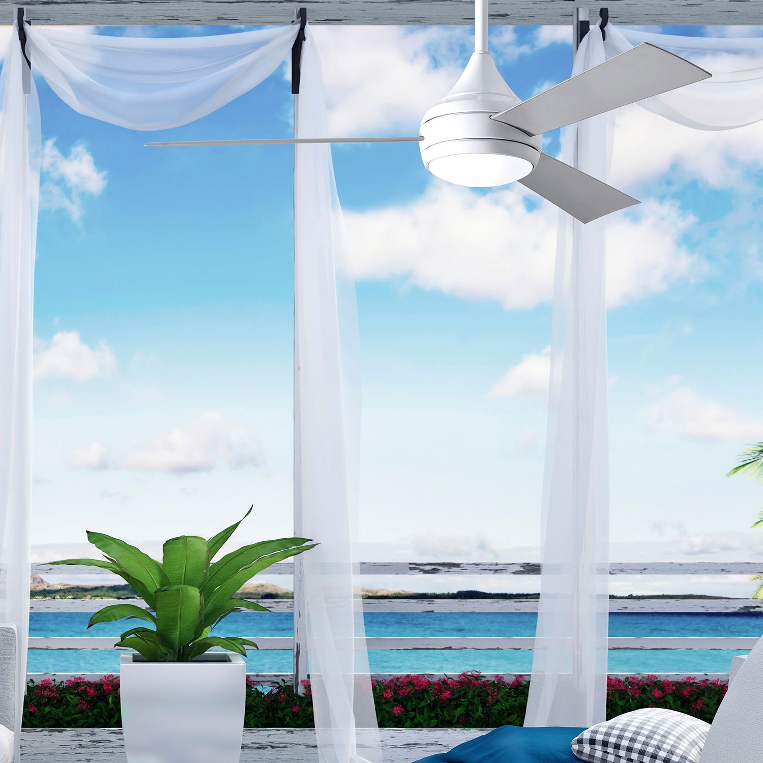 52" Matthews Donaire Gloss White LED Ceiling Fan