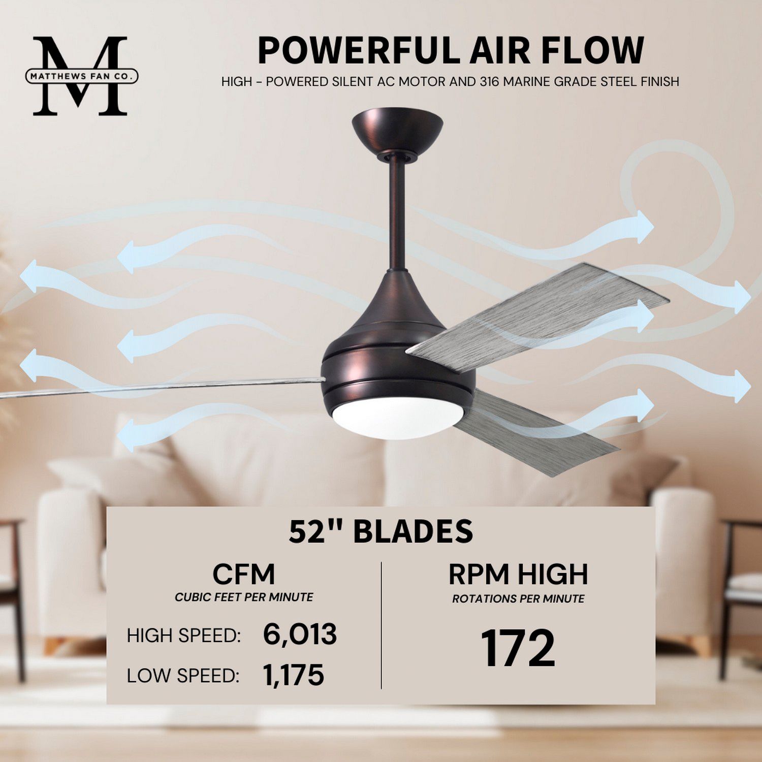 52" Matthews Donaire LED Brushed Bronze and Barnwood Ceiling Fans