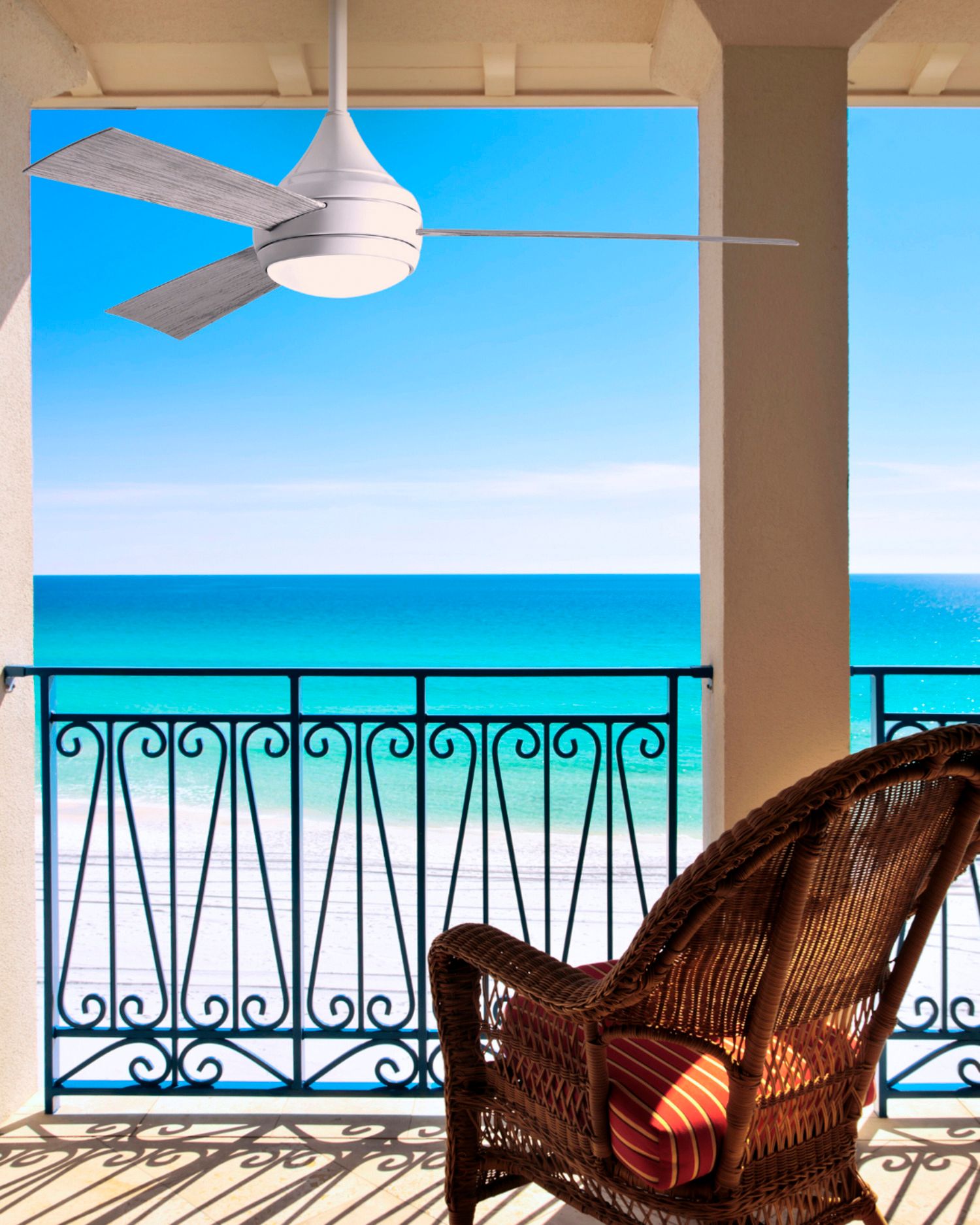 52" Matthews Donaire LED Gloss White and Barnwood Ceiling Fan