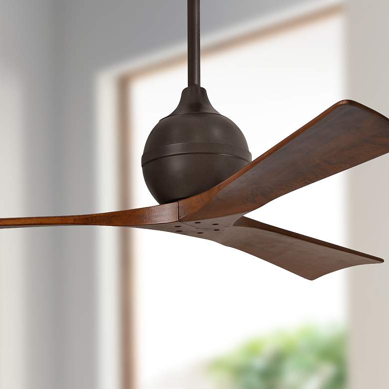 Image 1 52" Matthews Irene-3 Damp Rated Bronze Walnut Ceiling Fan with Remote