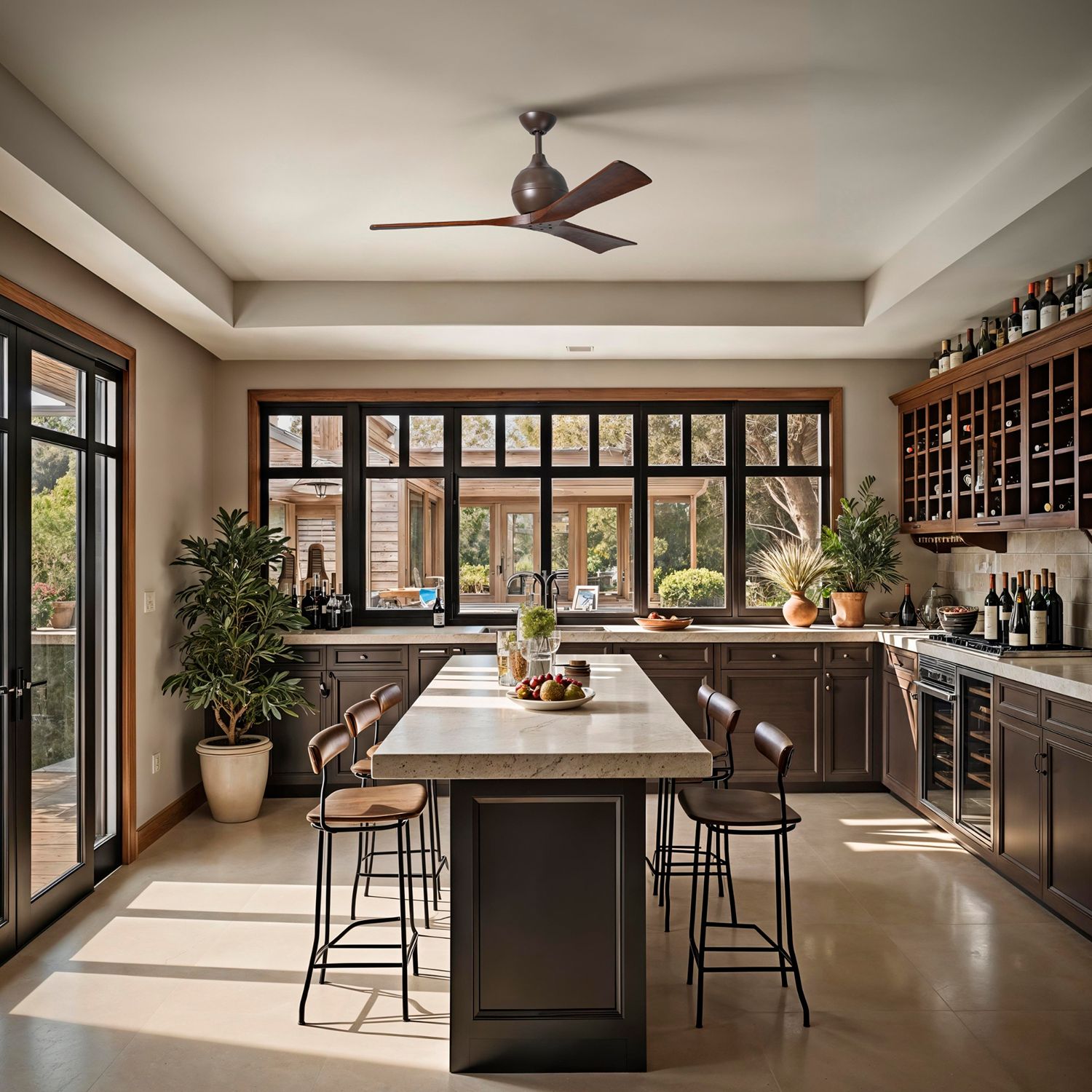 Image 7 52" Matthews Irene-3 Damp Rated Bronze Walnut Ceiling Fan with Remote more views