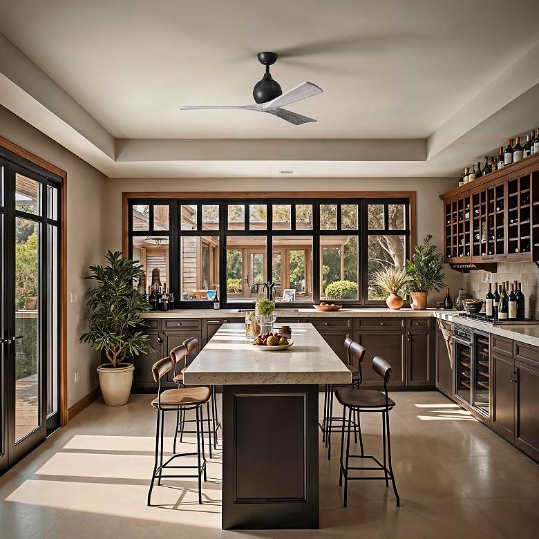 Image 6 52" Matthews Irene 3 Matte Black and Barnwood Remote Ceiling Fan more views