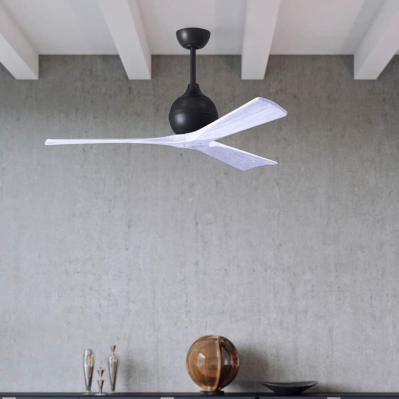 Image 7 52" Matthews Irene 3 Matte Black and Matte White Remote Ceiling Fan more views