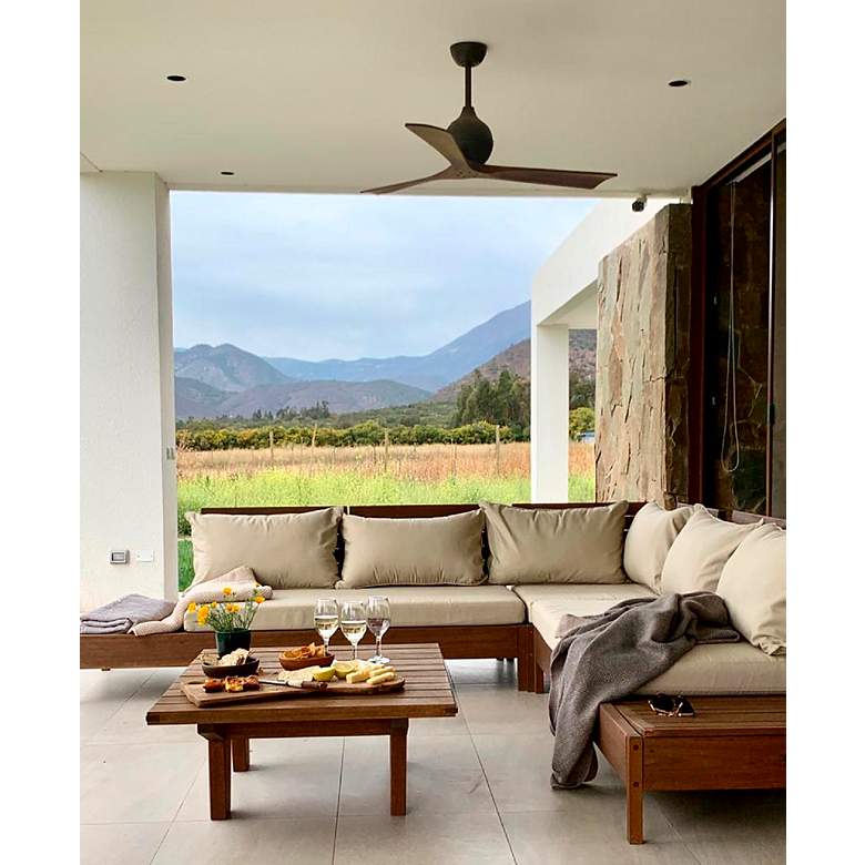 Image 6 52" Matthews Irene 3 Matte Black and Walnut Remote Ceiling Fan more views