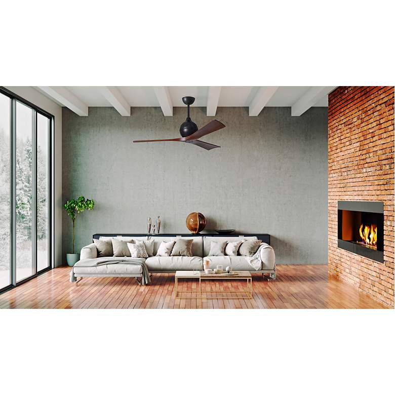 Image 7 52" Matthews Irene 3 Matte Black and Walnut Remote Ceiling Fan more views