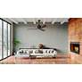 7_52" Matthews Irene 3 Matte Black and Walnut Remote Ceiling Fan more views