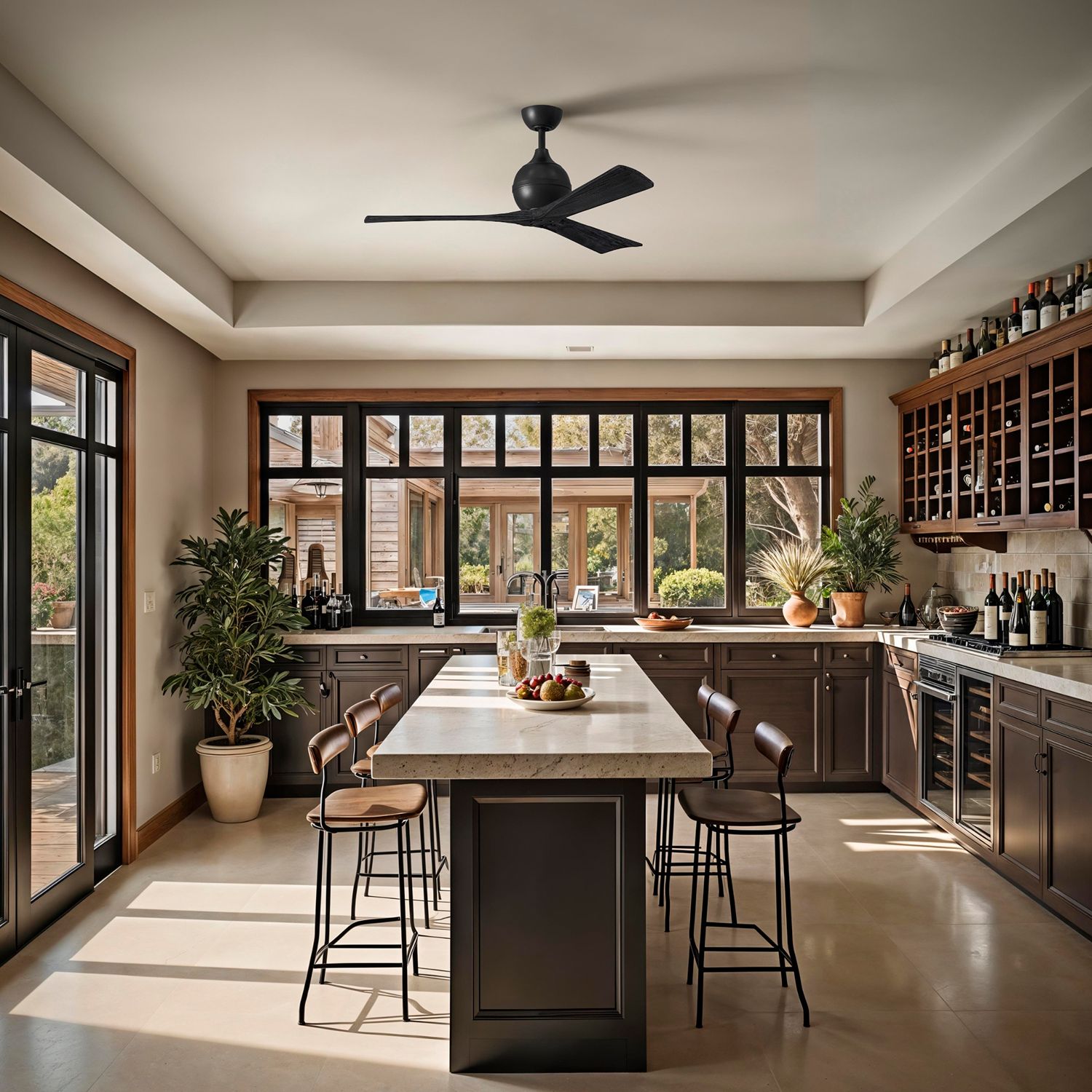 52" Matthews Irene 3 Matte Black Remote Ceiling Fan