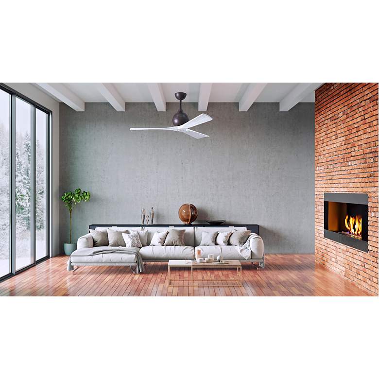 Image 6 52" Matthews Irene 3 Textured Bronze and White Remote Ceiling Fan more views