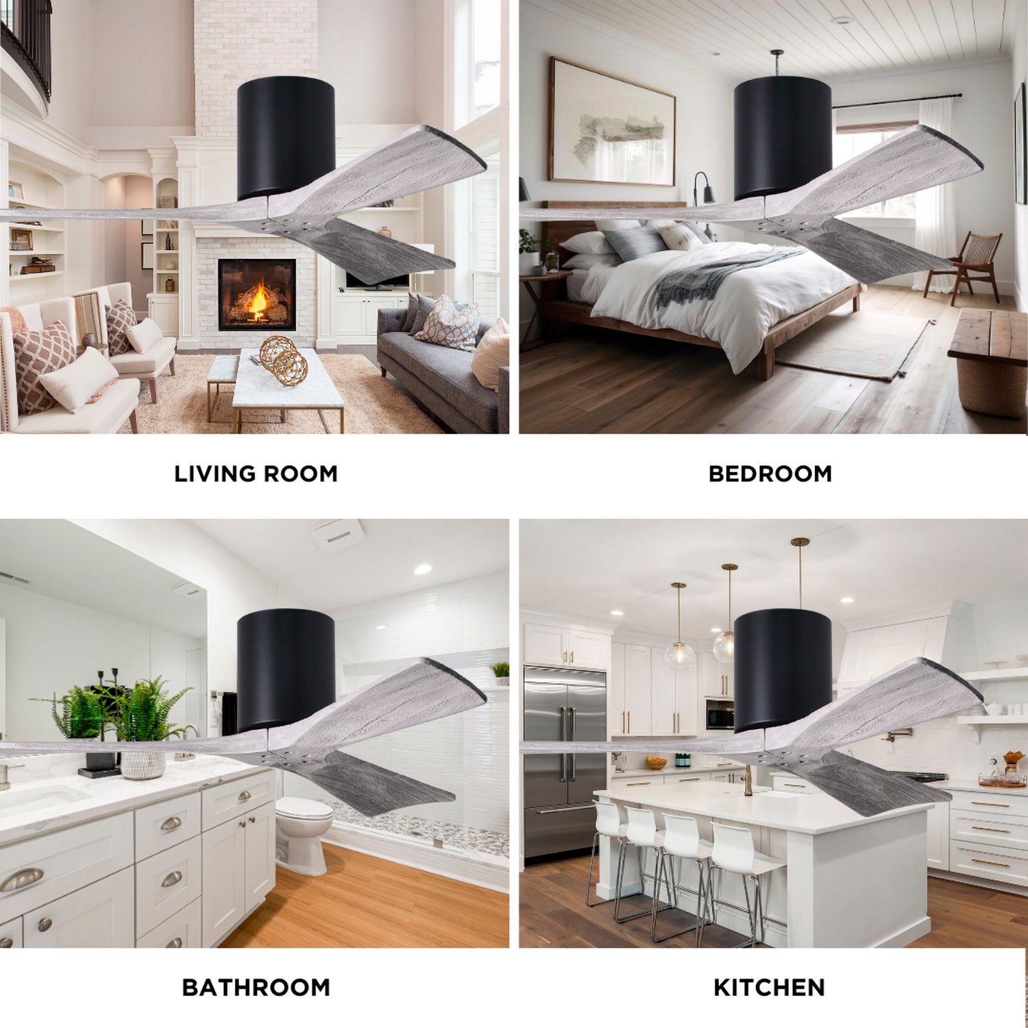 52" Matthews Irene 3H Black and Barnwood Remote Hugger Ceiling Fan