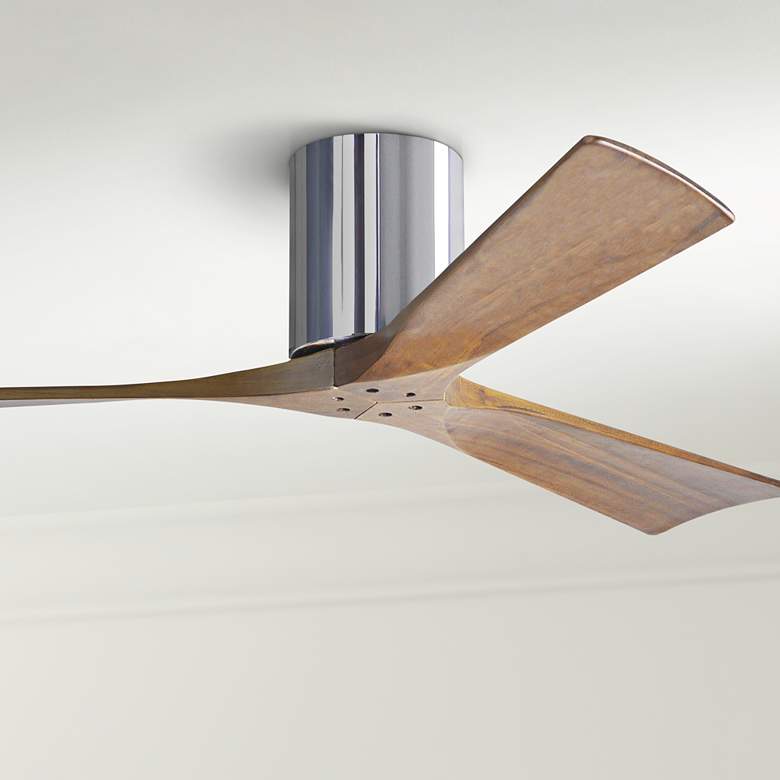 Image 1 52" Matthews Irene-3H Blade Chrome-Walnut Hugger Fan with Remote