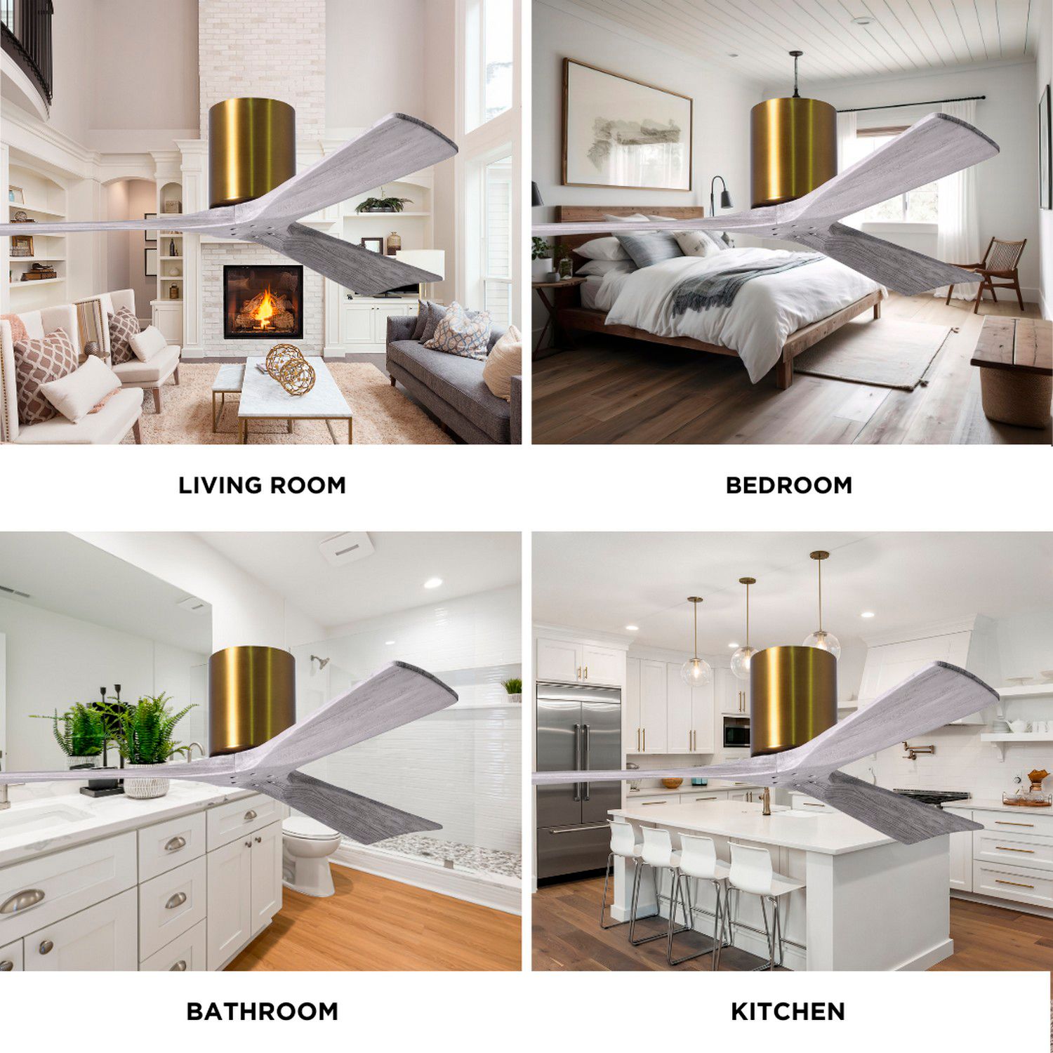 52" Matthews Irene 3H Brass and Barn Wood Remote Hugger Ceiling Fan