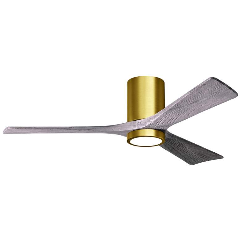 Image 1 52" Matthews Irene 3H Brass and Barnwood Remote Hugger LED Ceiling Fan