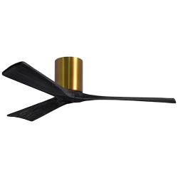 52" Matthews Irene 3H Brass and Matte Black Remote Hugger Ceiling Fan