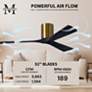52" Matthews Irene 3H Brass and Matte Black Remote Hugger Ceiling Fan