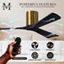 52" Matthews Irene 3H Brass and Matte Black Remote Hugger Ceiling Fan