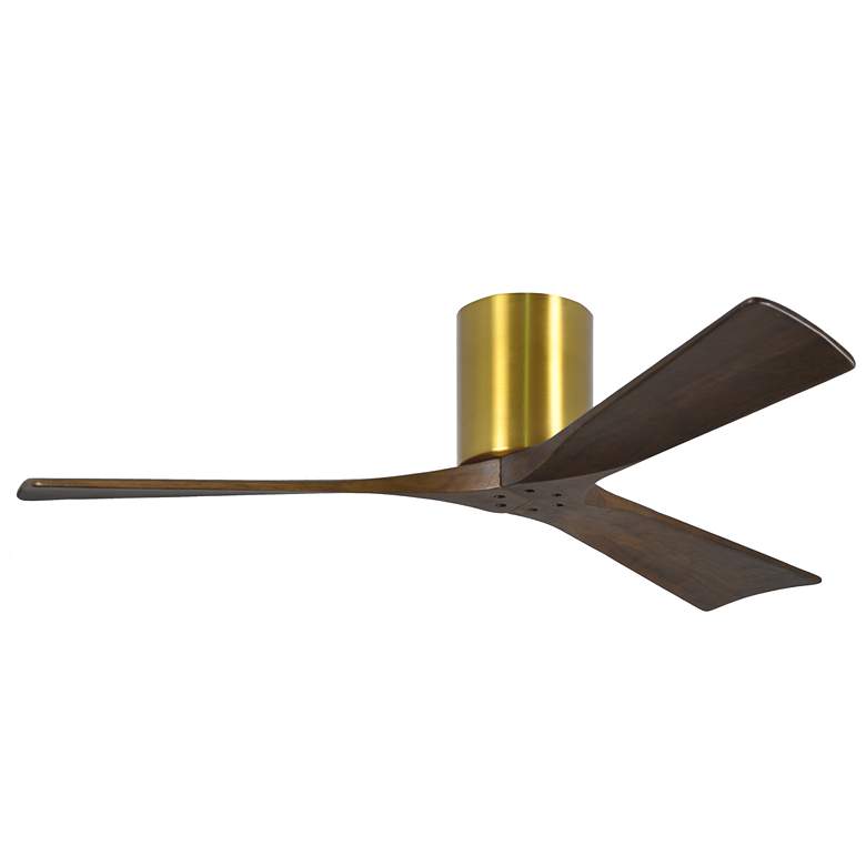 Image 1 52" Matthews Irene 3H Brass and Walnut Remote Hugger Ceiling Fan
