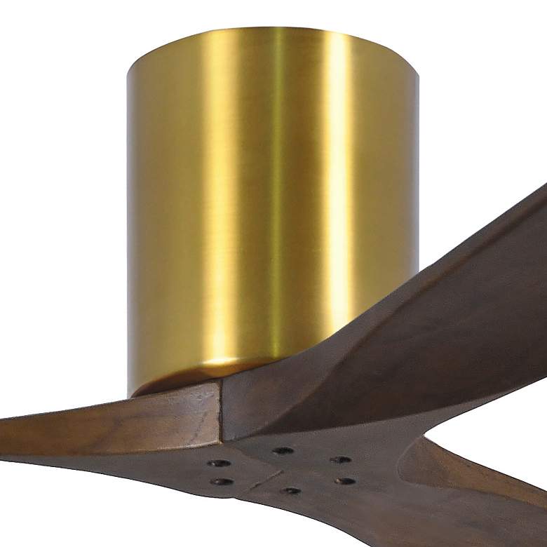 Image 2 52" Matthews Irene 3H Brass and Walnut Remote Hugger Ceiling Fan more views