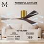 52" Matthews Irene 3H Brass and Walnut Remote Hugger Ceiling Fan