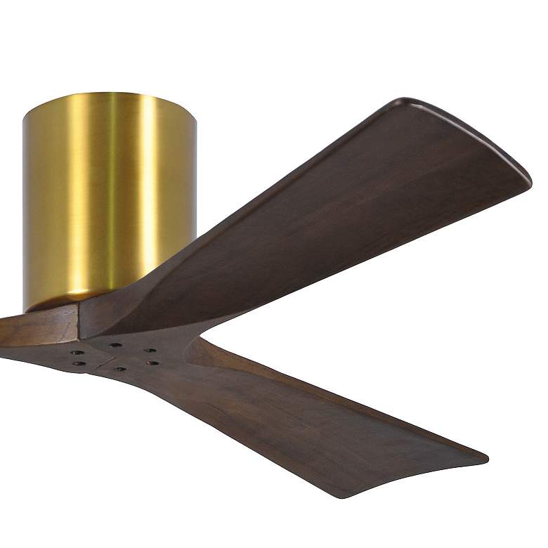 Image 3 52" Matthews Irene 3H Brass and Walnut Remote Hugger Ceiling Fan more views