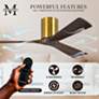 52" Matthews Irene 3H Brass and Walnut Remote Hugger Ceiling Fan