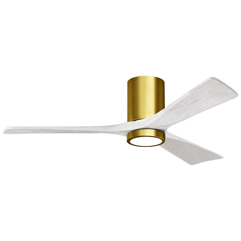 Image 1 52 inch Matthews Irene 3H Brass and White Remote Hugger LED Ceiling Fan