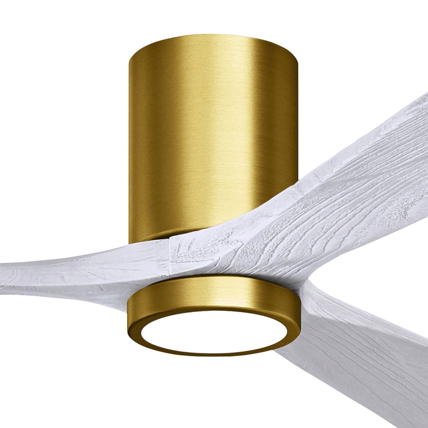 Thumbnail2 of 52" Matthews Irene 3H Brass and White Remote Hugger LED Ceiling Fan more views