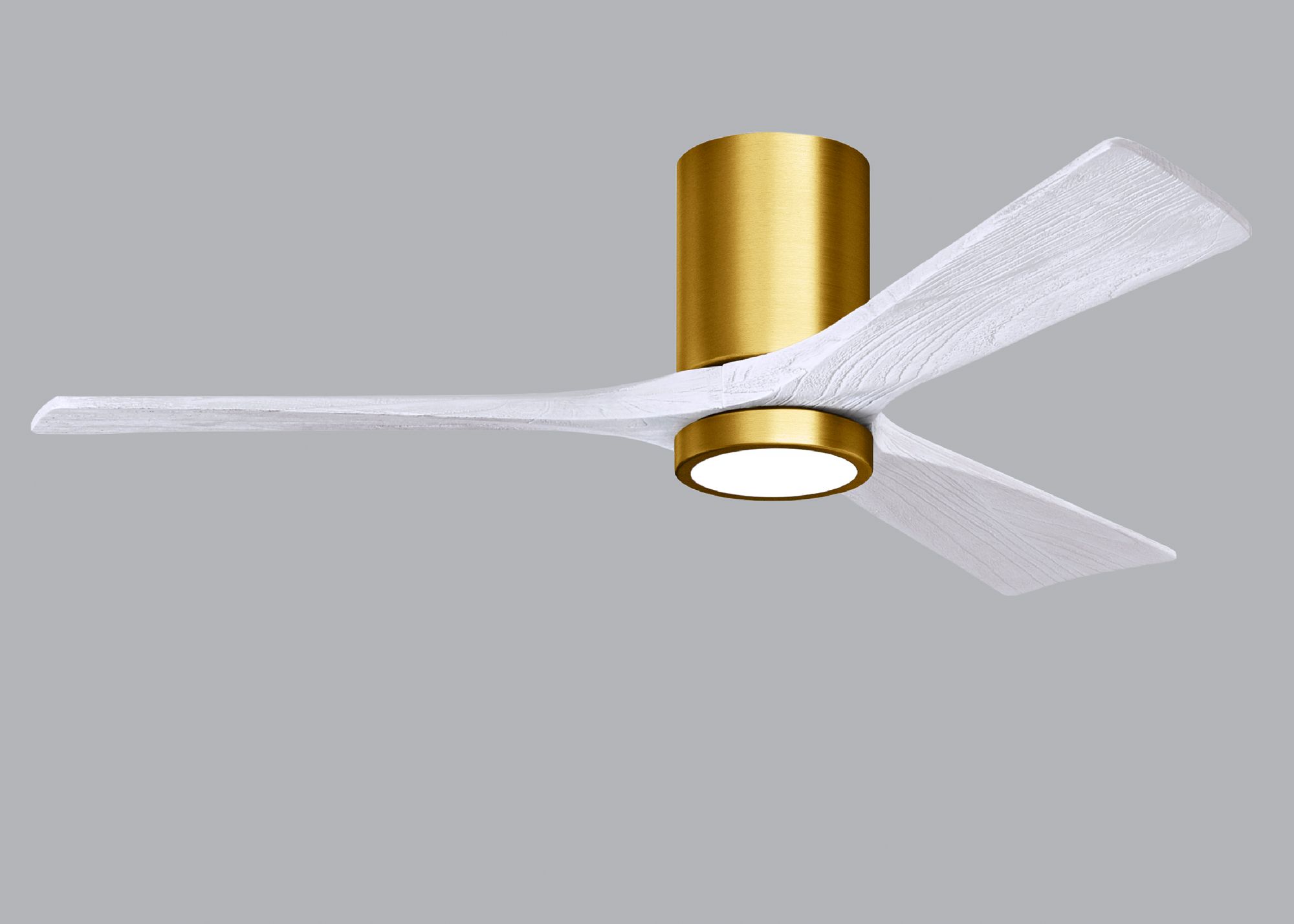 52" Matthews Irene 3H Brass and White Remote Hugger LED Ceiling Fan