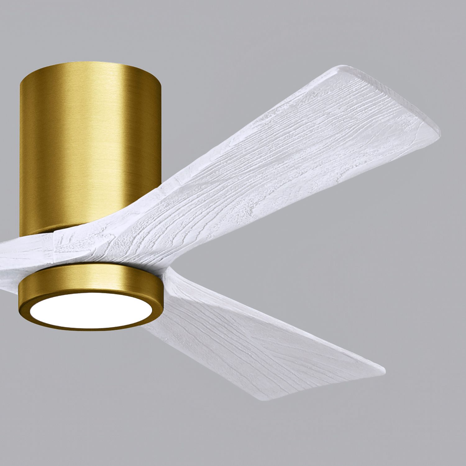 52" Matthews Irene 3H Brass and White Remote Hugger LED Ceiling Fan