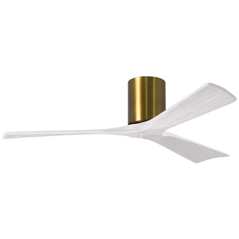 Image 1 52" Matthews Irene 3H Brass Matte White Hugger Ceiling Fan with Remote