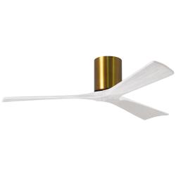 52" Matthews Irene 3H Brass Matte White Hugger Ceiling Fan with Remote