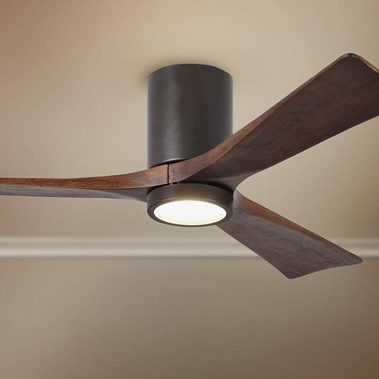 Image 1 52 inch Matthews Irene 3H Bronze and Walnut Remote Hugger LED Ceiling Fan