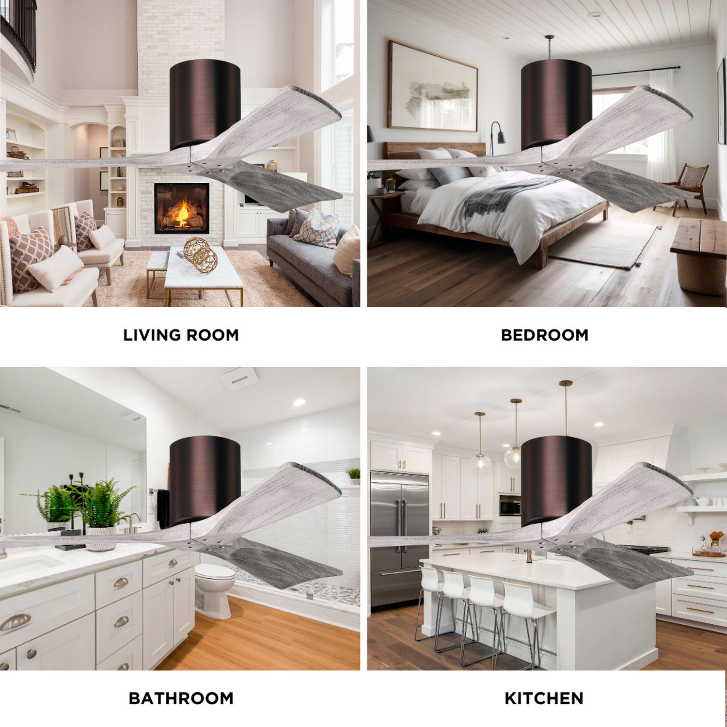 52" Matthews Irene 3H Bronze Barnwood Hugger Ceiling Fan with Remote