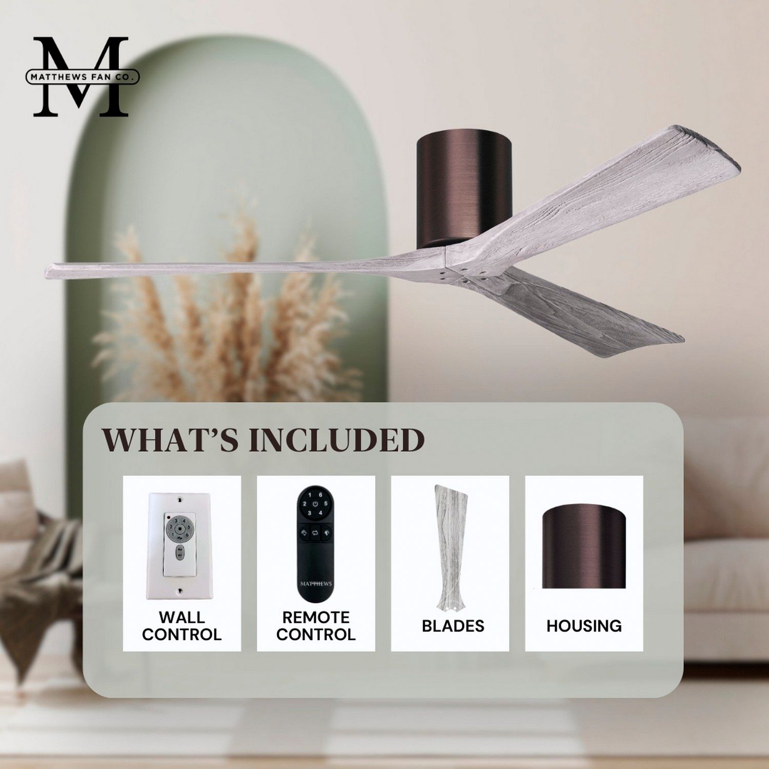 52" Matthews Irene 3H Bronze Barnwood Hugger Ceiling Fan with Remote