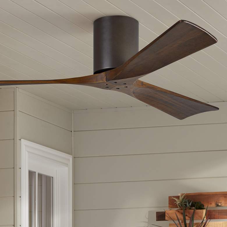 Image 1 52 inch Matthews Irene-3H Bronze-Walnut Damp Hugger Fan with Remote