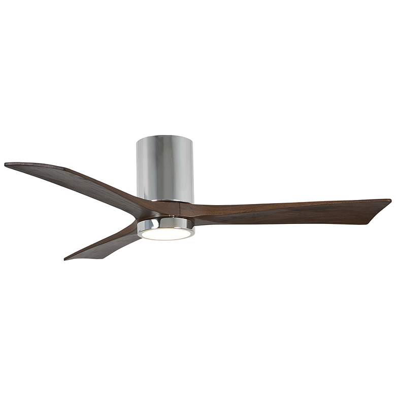 Image 1 52" Matthews Irene 3H Chrome Walnut LED Hugger Ceiling Fan with Remote