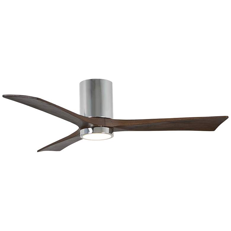 Image 1 52 inch Matthews Irene 3H Chrome Walnut LED Hugger Ceiling Fan with Remote