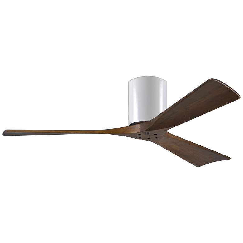 Image 2 52" Matthews Irene 3H Damp Gloss White Walnut Hugger Fan with Remote