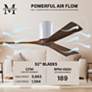 52" Matthews Irene 3H Damp Gloss White Walnut Hugger Fan with Remote in scene