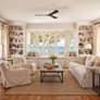 7_52" Matthews Irene 3H Damp Gloss White Walnut Hugger Fan with Remote more views