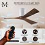 52" Matthews Irene 3H Damp Gloss White Walnut Hugger Fan with Remote in scene